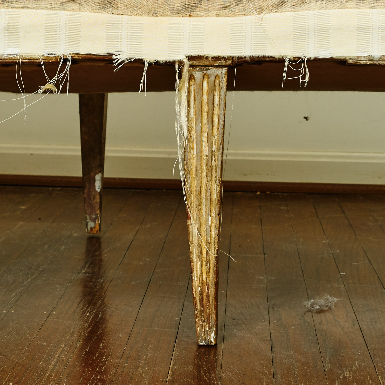 Antique Neoclassical Style Upholstered Bench