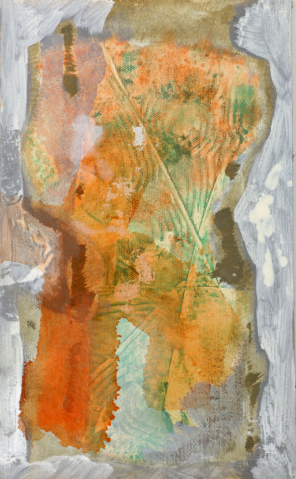 Ricardo Morin Oil Painting on Unstretched Canvas of an Abstract Composition