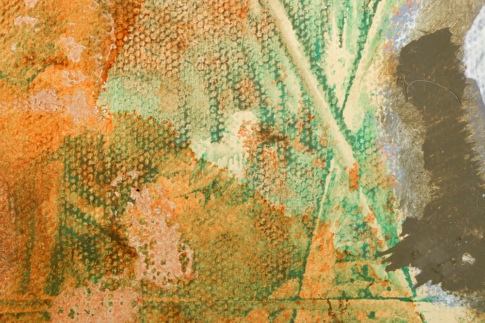 Ricardo Morin Oil Painting on Unstretched Canvas of an Abstract Composition