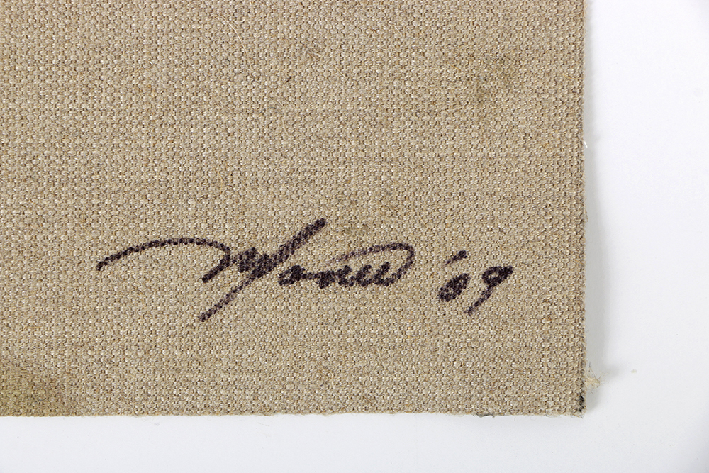 Ricardo Morin Oil Painting on Unstretched Canvas of an Abstract Composition