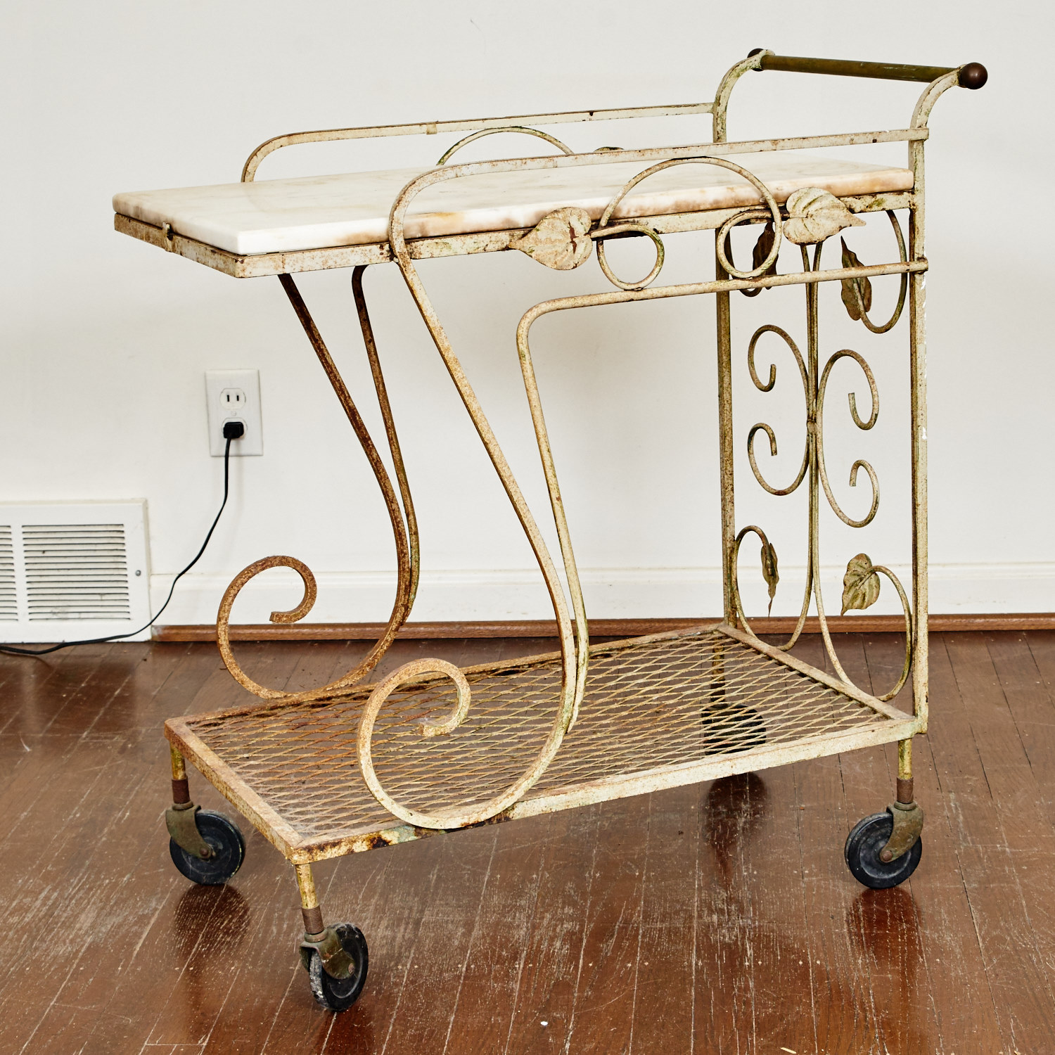 Vintage Marble Top Bar Cart