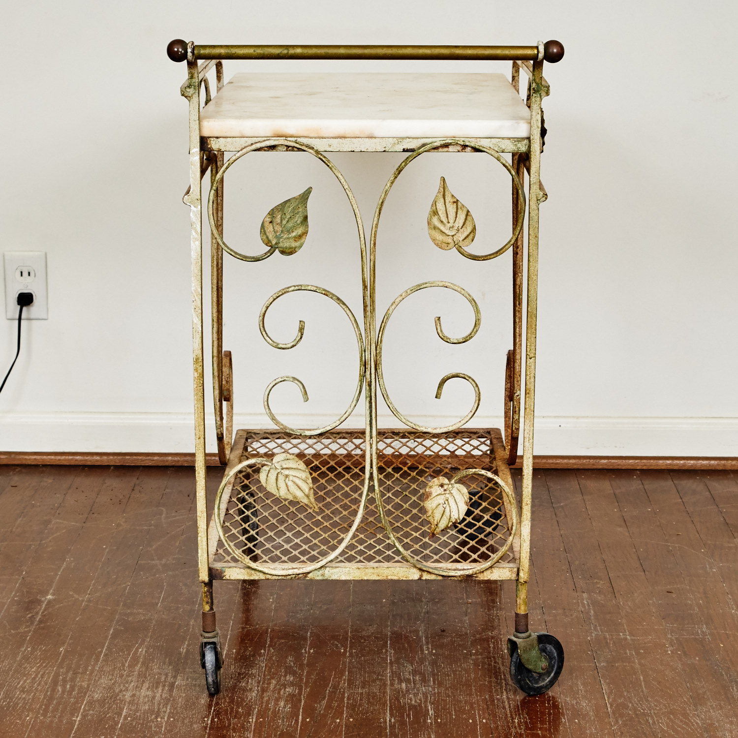 Vintage Marble Top Bar Cart