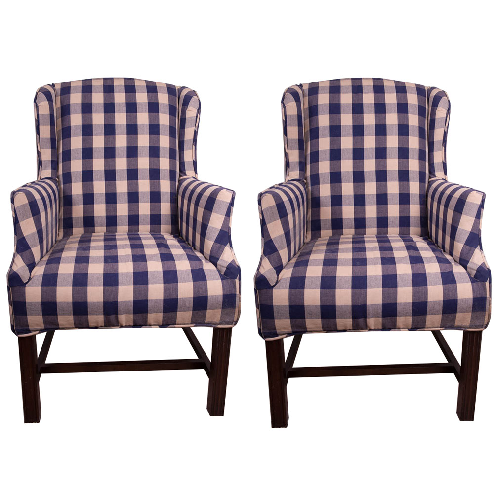 Pair of Upholstered Wing Back Chairs