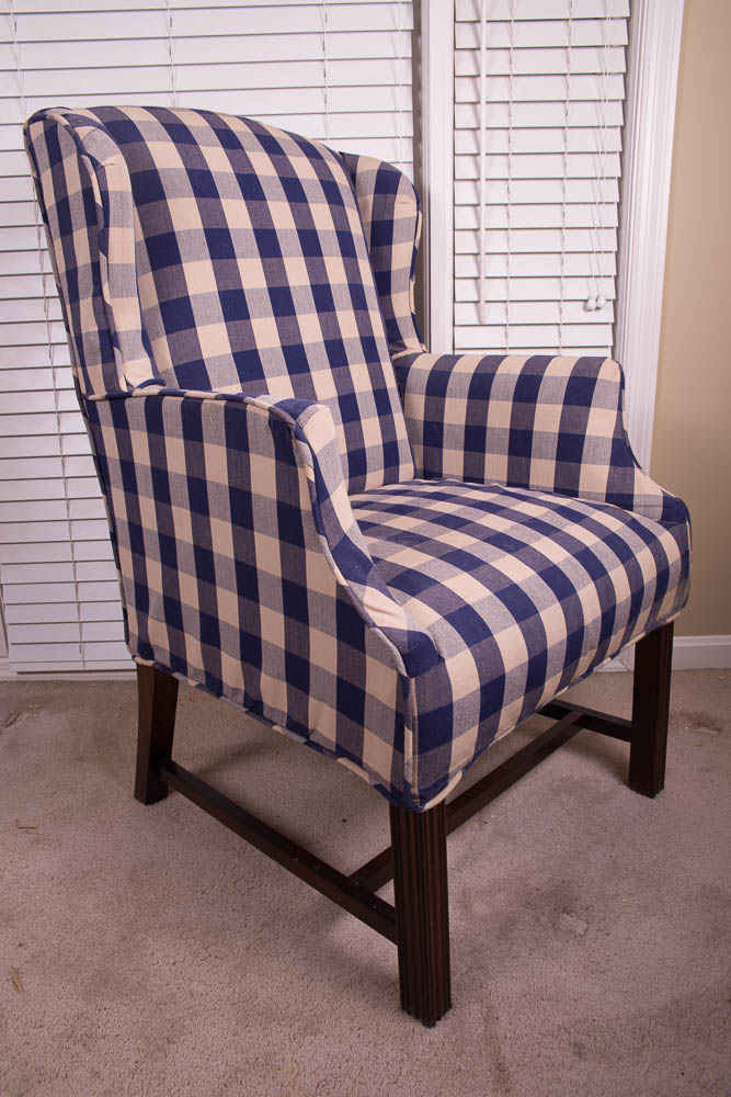 Pair of Upholstered Wing Back Chairs