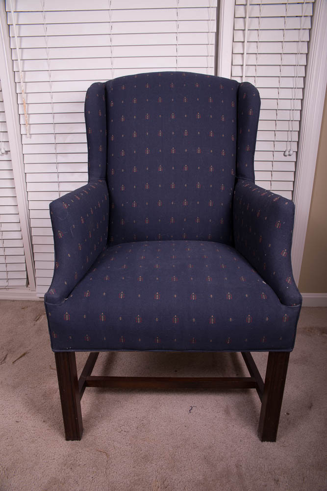 Pair of Upholstered Wing Back Chairs