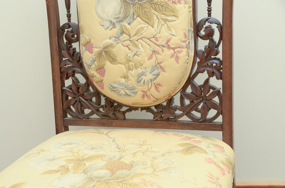 Antique Heavily Carved Side Chair