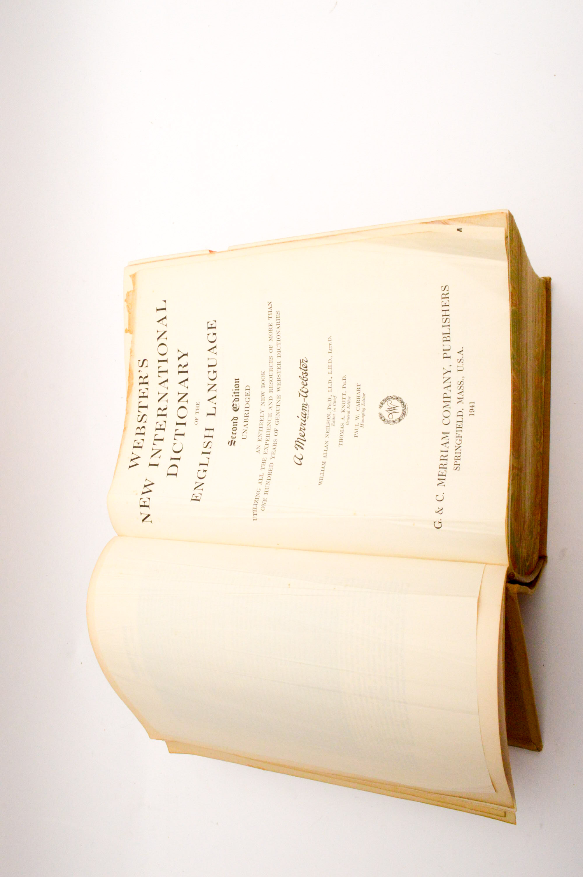 Vintage Dictionaries Featuring 1941 Merriam-Webster "Webster's New International Dictionary, Second Edition"