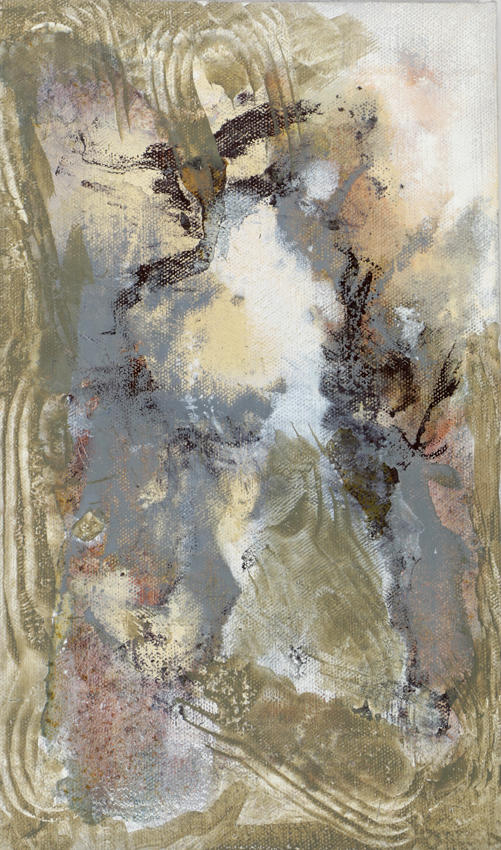 Ricardo Morin Oil Painting on Unstretched Linen of an Abstract Scene