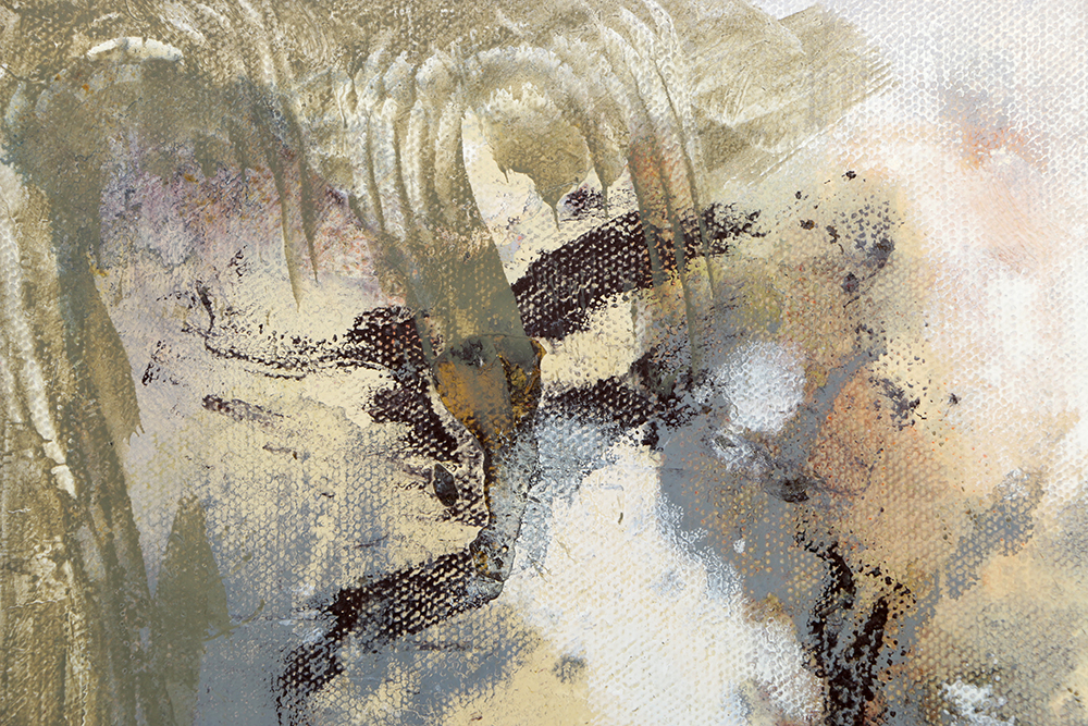 Ricardo Morin Oil Painting on Unstretched Linen of an Abstract Scene