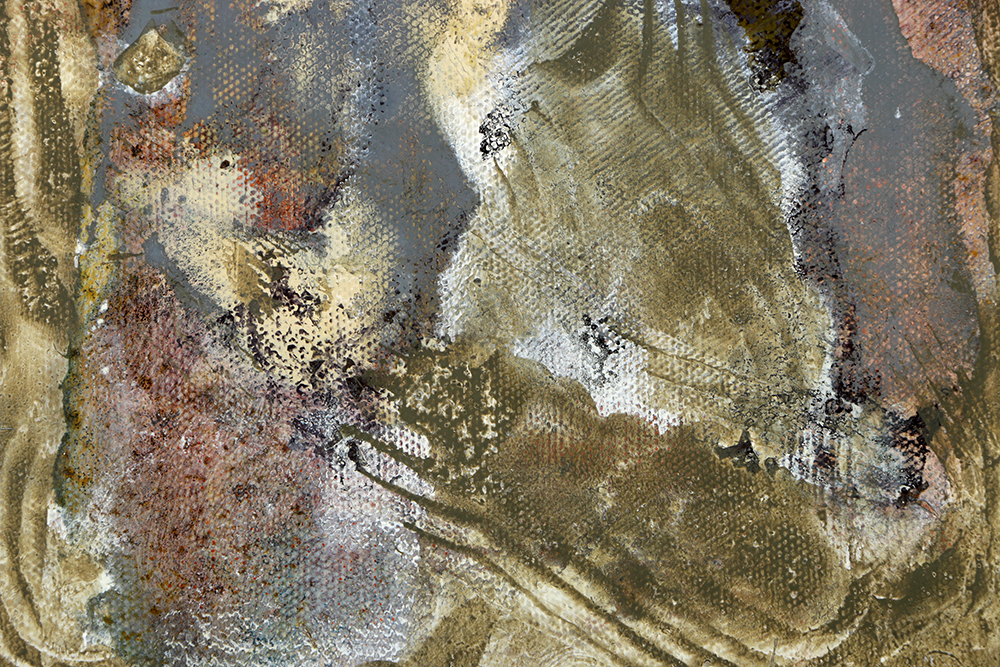 Ricardo Morin Oil Painting on Unstretched Linen of an Abstract Scene