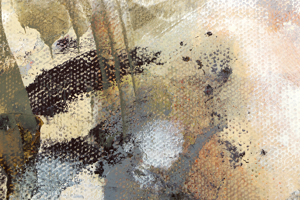 Ricardo Morin Oil Painting on Unstretched Linen of an Abstract Scene