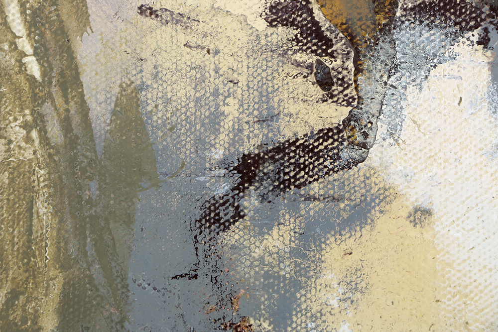 Ricardo Morin Oil Painting on Unstretched Linen of an Abstract Scene