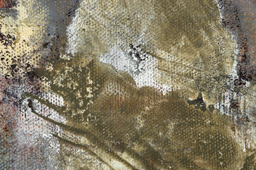 Ricardo Morin Oil Painting on Unstretched Linen of an Abstract Scene