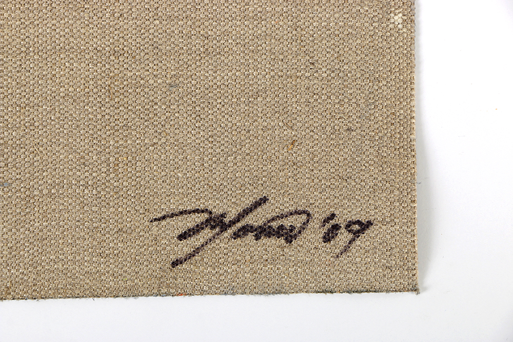 Ricardo Morin Oil Painting on Unstretched Linen of an Abstract Scene