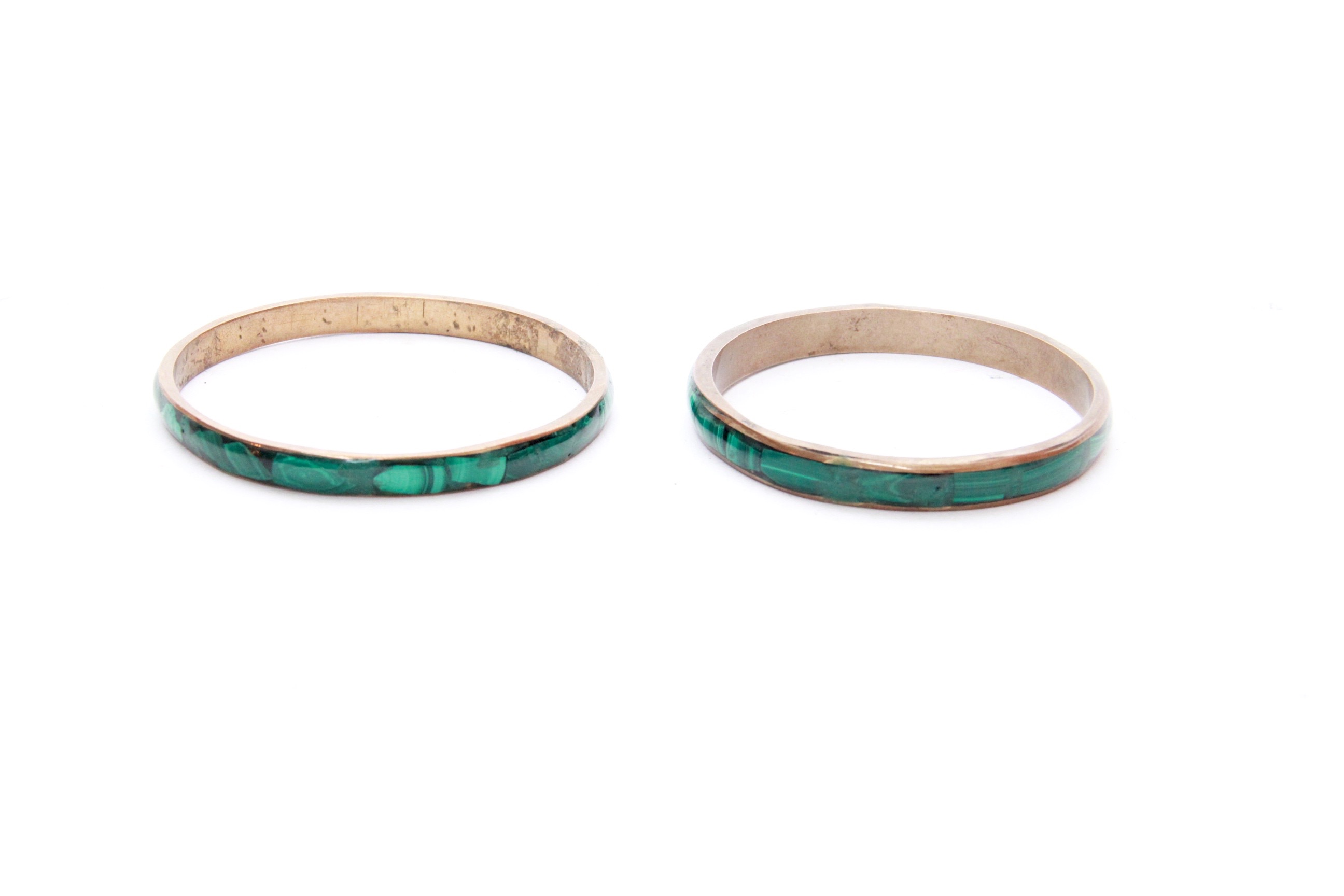 Malachite Bangles and Hinged Enamel Bracelet