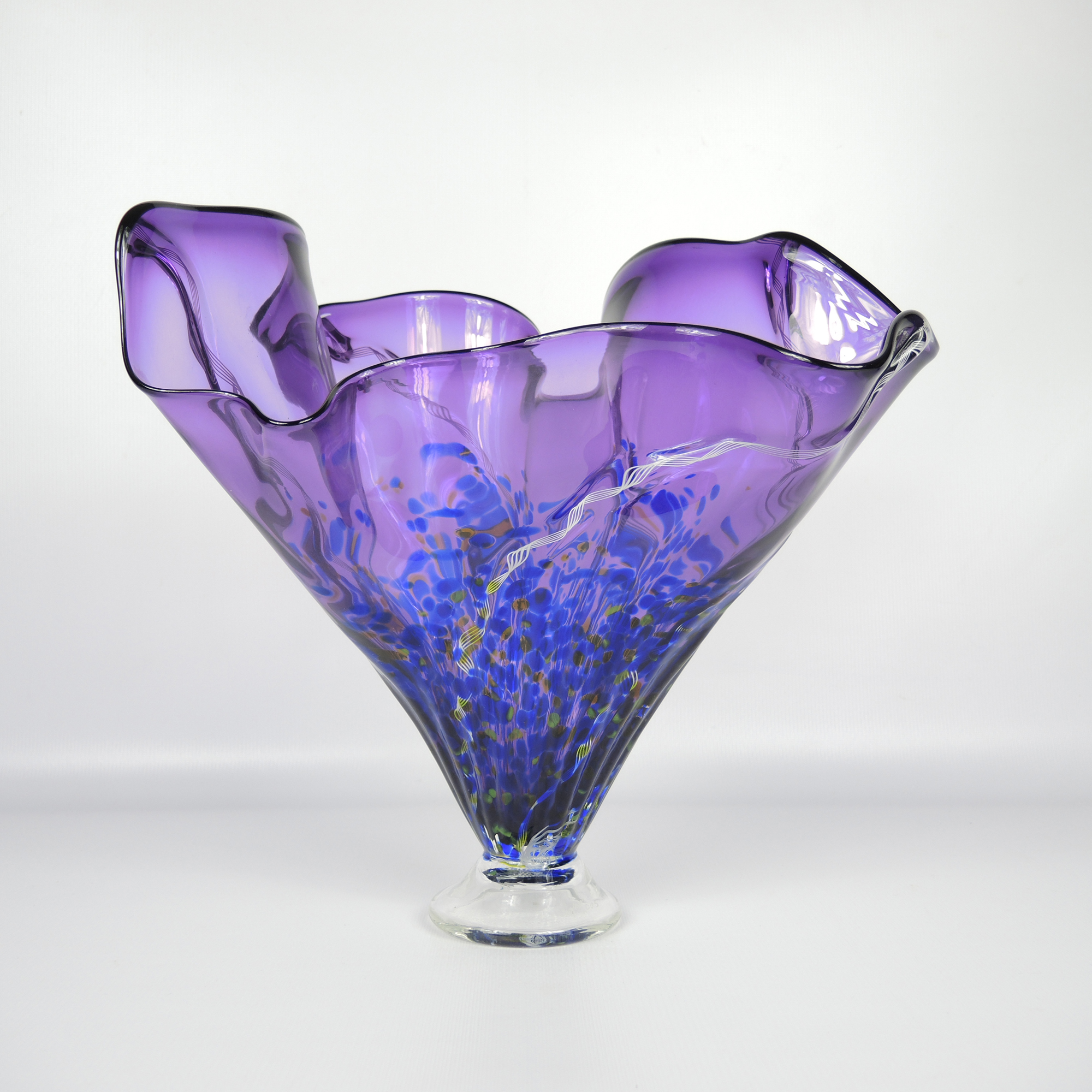 Thomas Chapman Signed Art Glass Handkerchief Vase Hand Blown