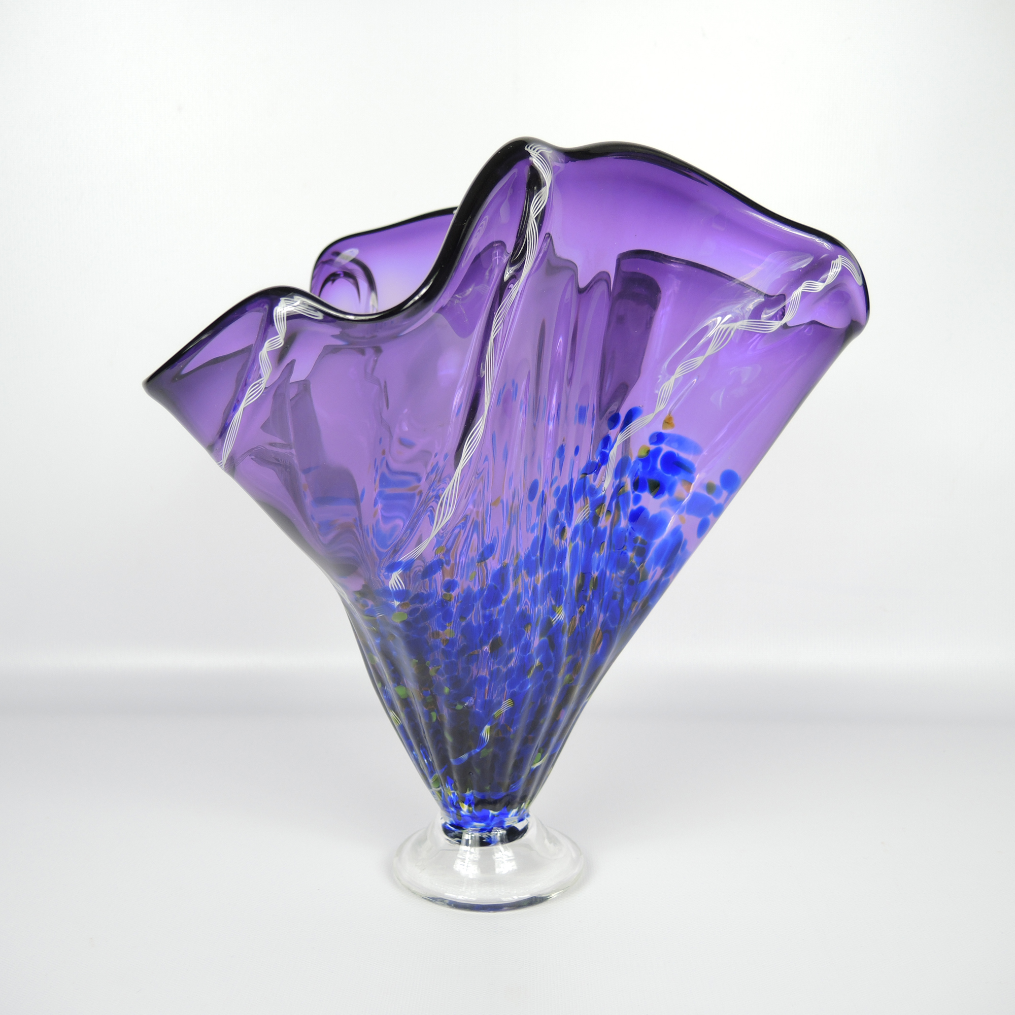 Thomas Chapman Signed Art Glass Handkerchief Vase Hand Blown