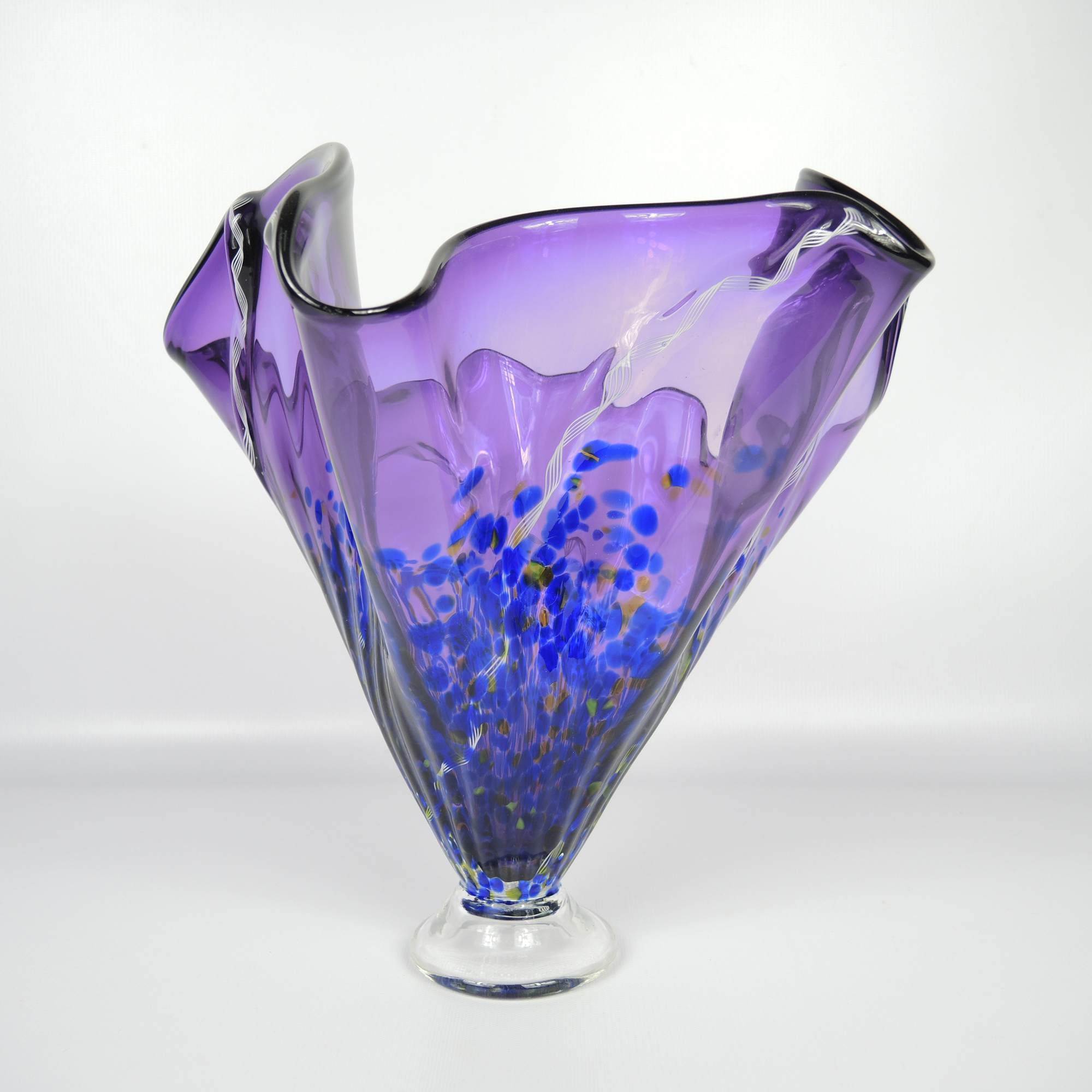 Thomas Chapman Signed Art Glass Handkerchief Vase Hand Blown