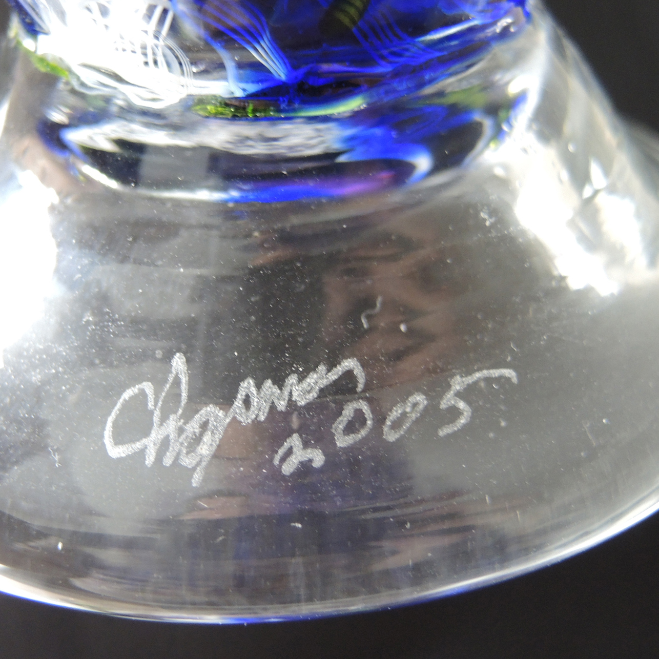 Thomas Chapman Signed Art Glass Handkerchief Vase Hand Blown