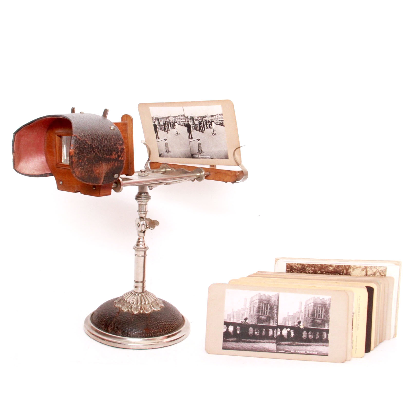 Antique Stereoscope Viewer with Slide Collection