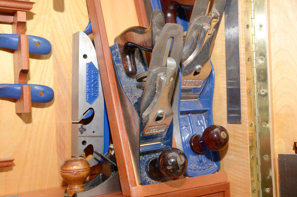 Custom Made Wall-Mounted Tool Cabinet with Hand Tools