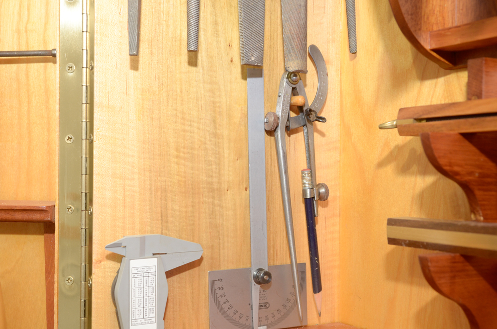 Custom Made Wall-Mounted Tool Cabinet with Hand Tools