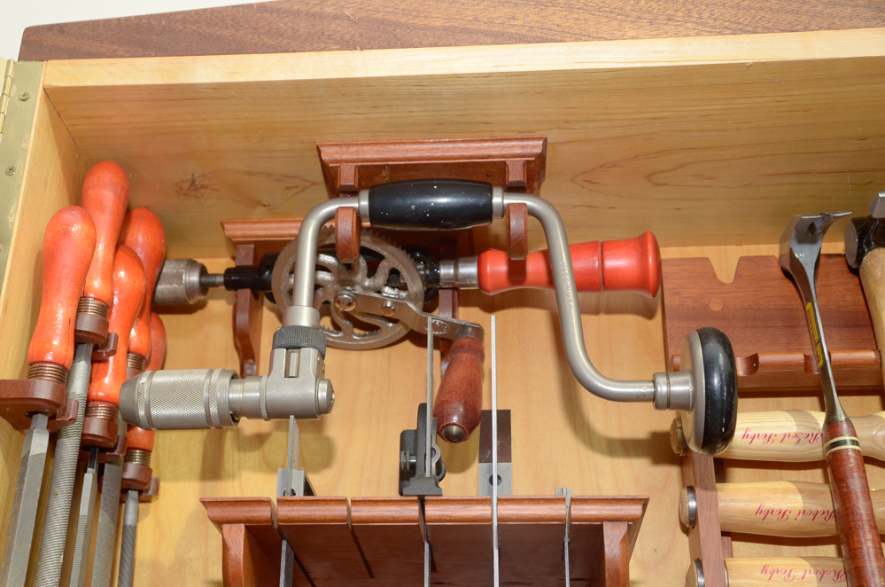 Custom Made Wall-Mounted Tool Cabinet with Hand Tools