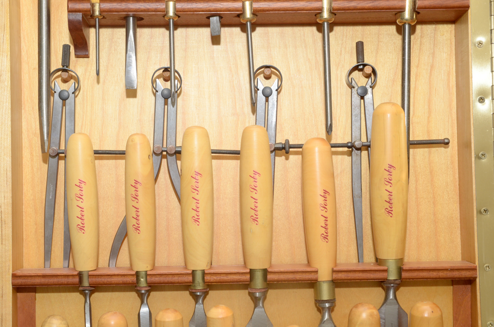 Custom Made Wall-Mounted Tool Cabinet with Hand Tools