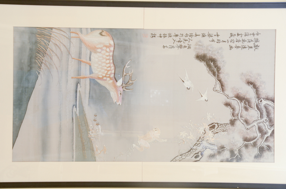 Chinese Embroidery on Silk of Deer and Birds