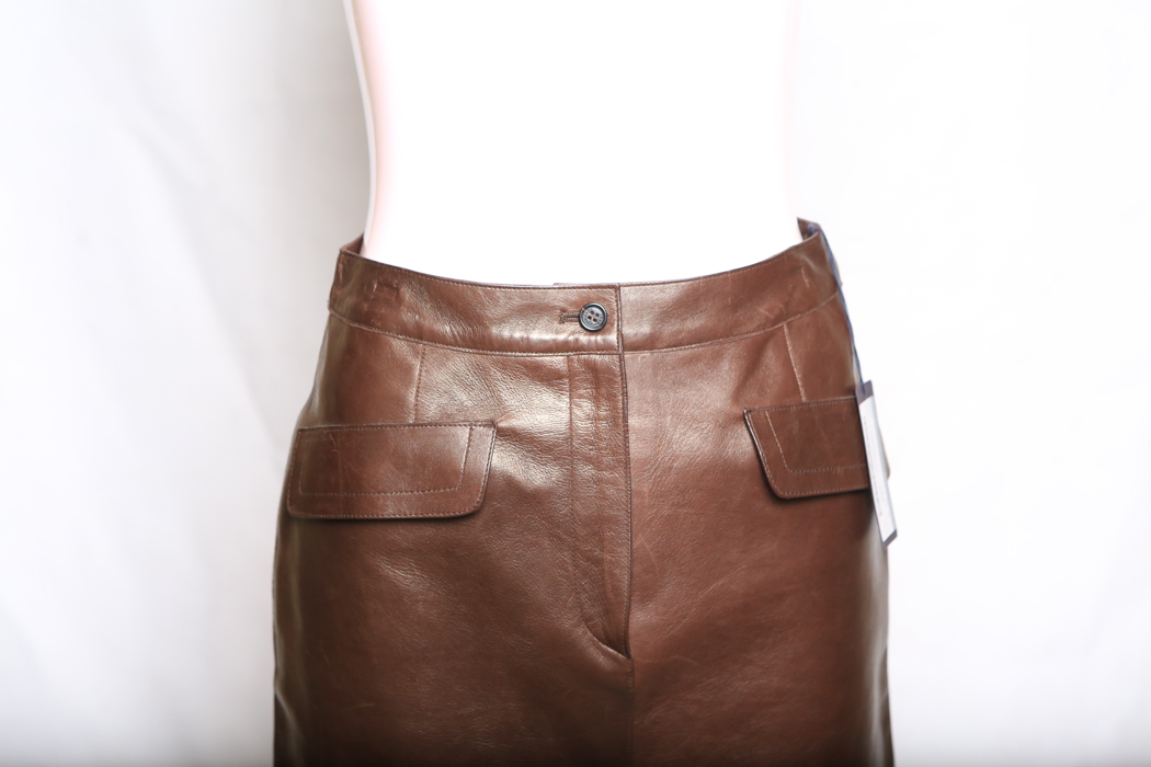 Prada Teak Leather Skirt