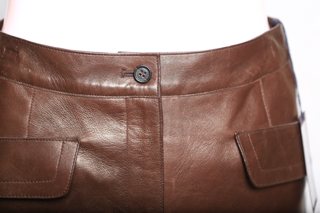 Prada Teak Leather Skirt