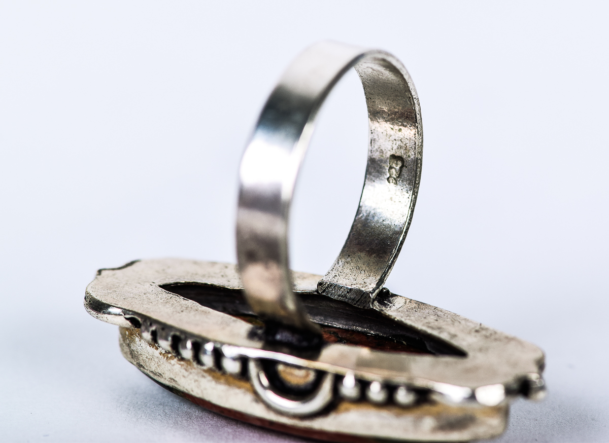 Sterling Silver and Unakite Navette Ring