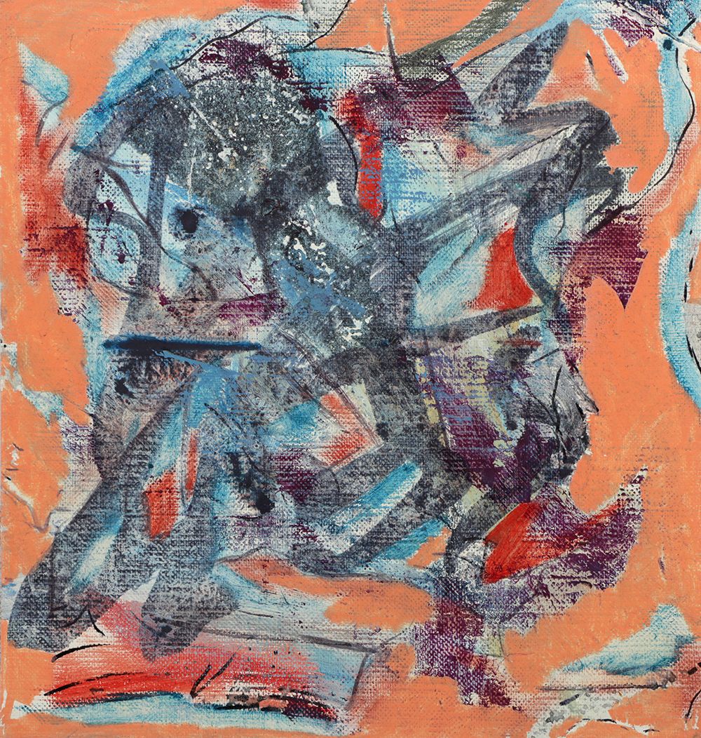 Ricardo Morin Oil Painting on Unstretched Canvas of an Abstract Composition