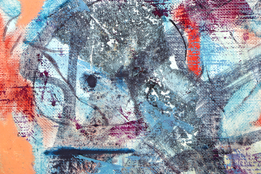 Ricardo Morin Oil Painting on Unstretched Canvas of an Abstract Composition