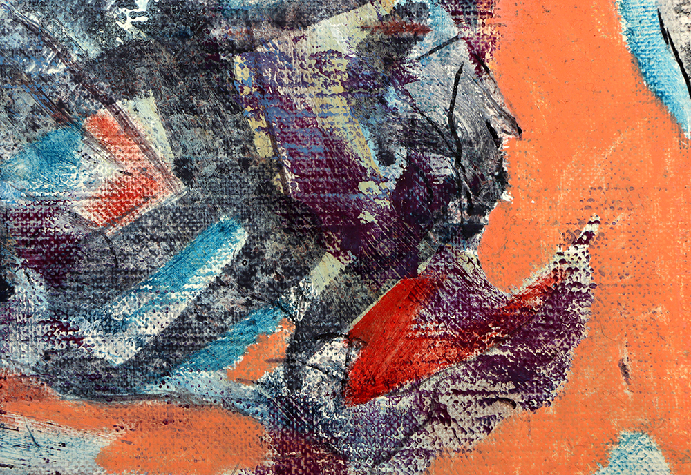 Ricardo Morin Oil Painting on Unstretched Canvas of an Abstract Composition