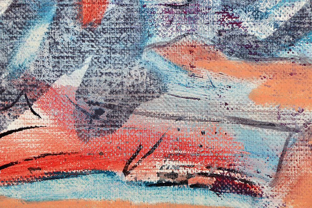 Ricardo Morin Oil Painting on Unstretched Canvas of an Abstract Composition