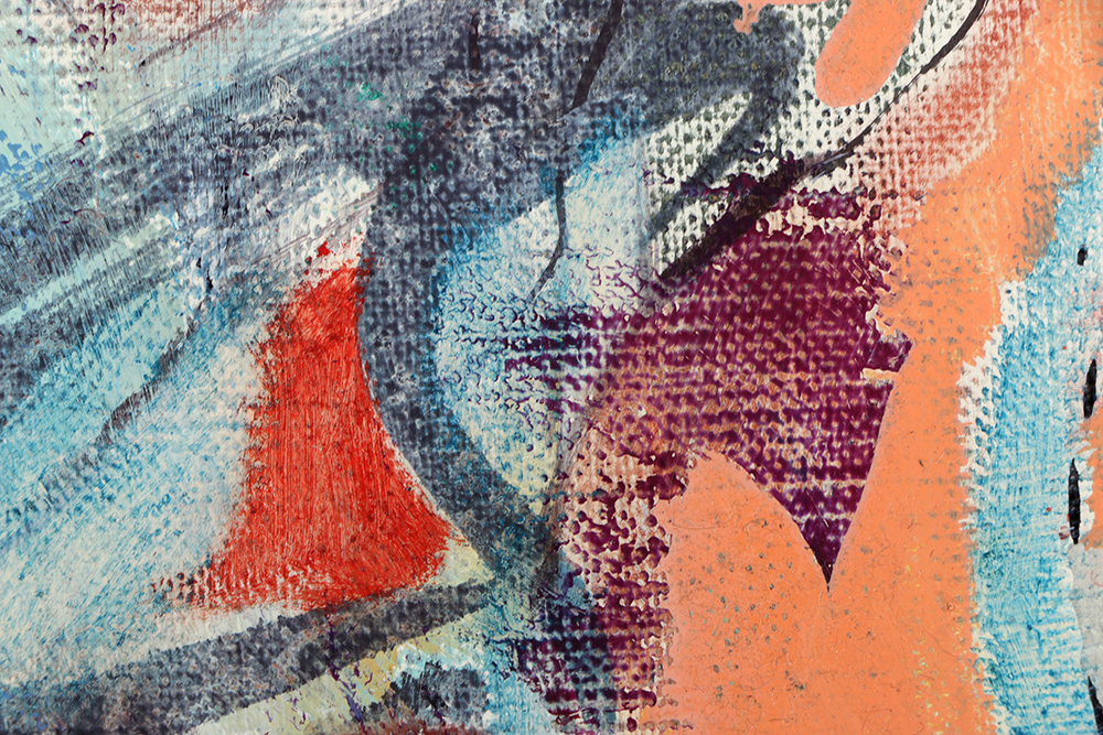 Ricardo Morin Oil Painting on Unstretched Canvas of an Abstract Composition