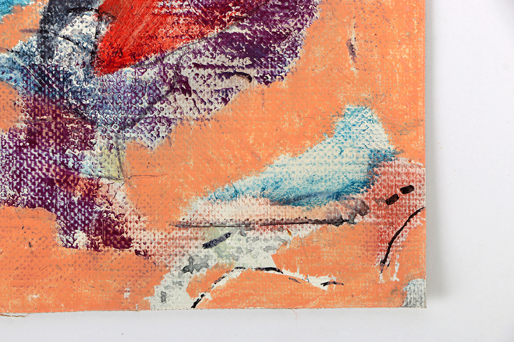 Ricardo Morin Oil Painting on Unstretched Canvas of an Abstract Composition