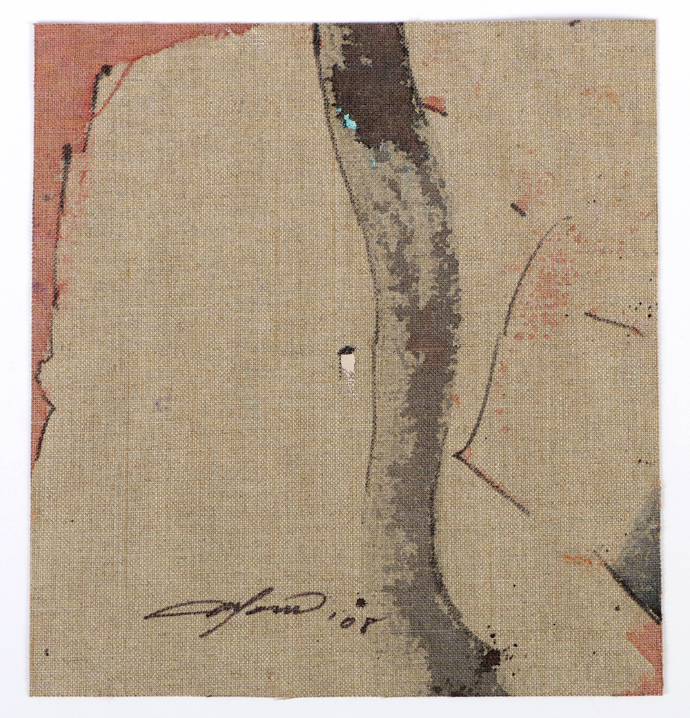 Ricardo Morin Oil Painting on Unstretched Canvas of an Abstract Composition