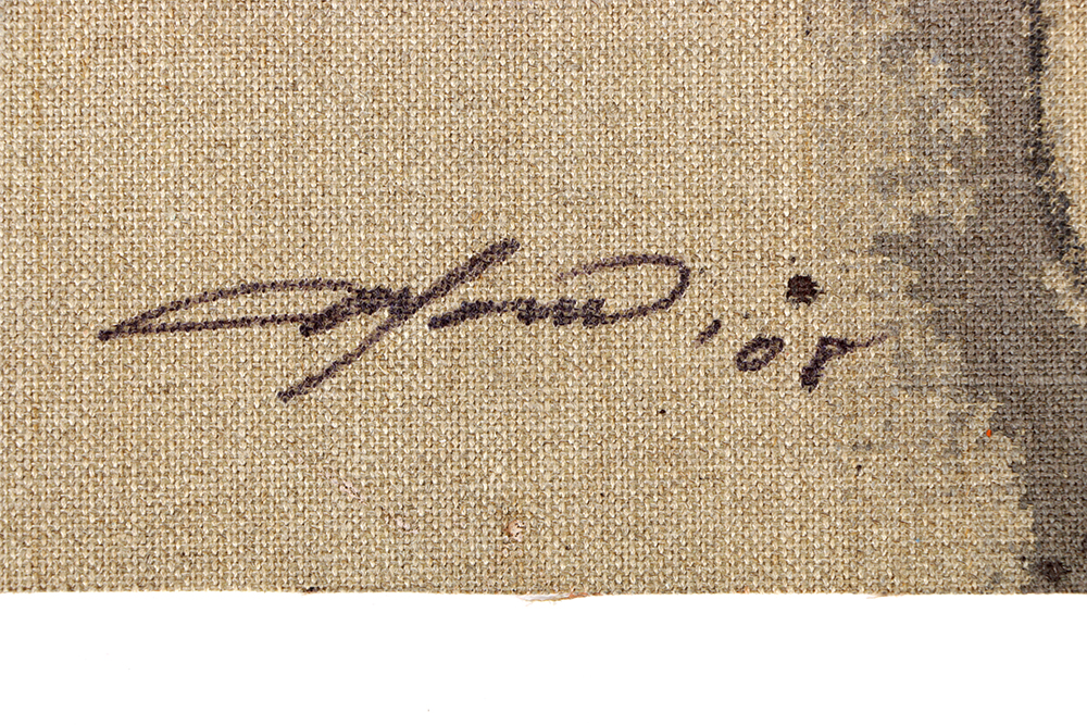 Ricardo Morin Oil Painting on Unstretched Canvas of an Abstract Composition