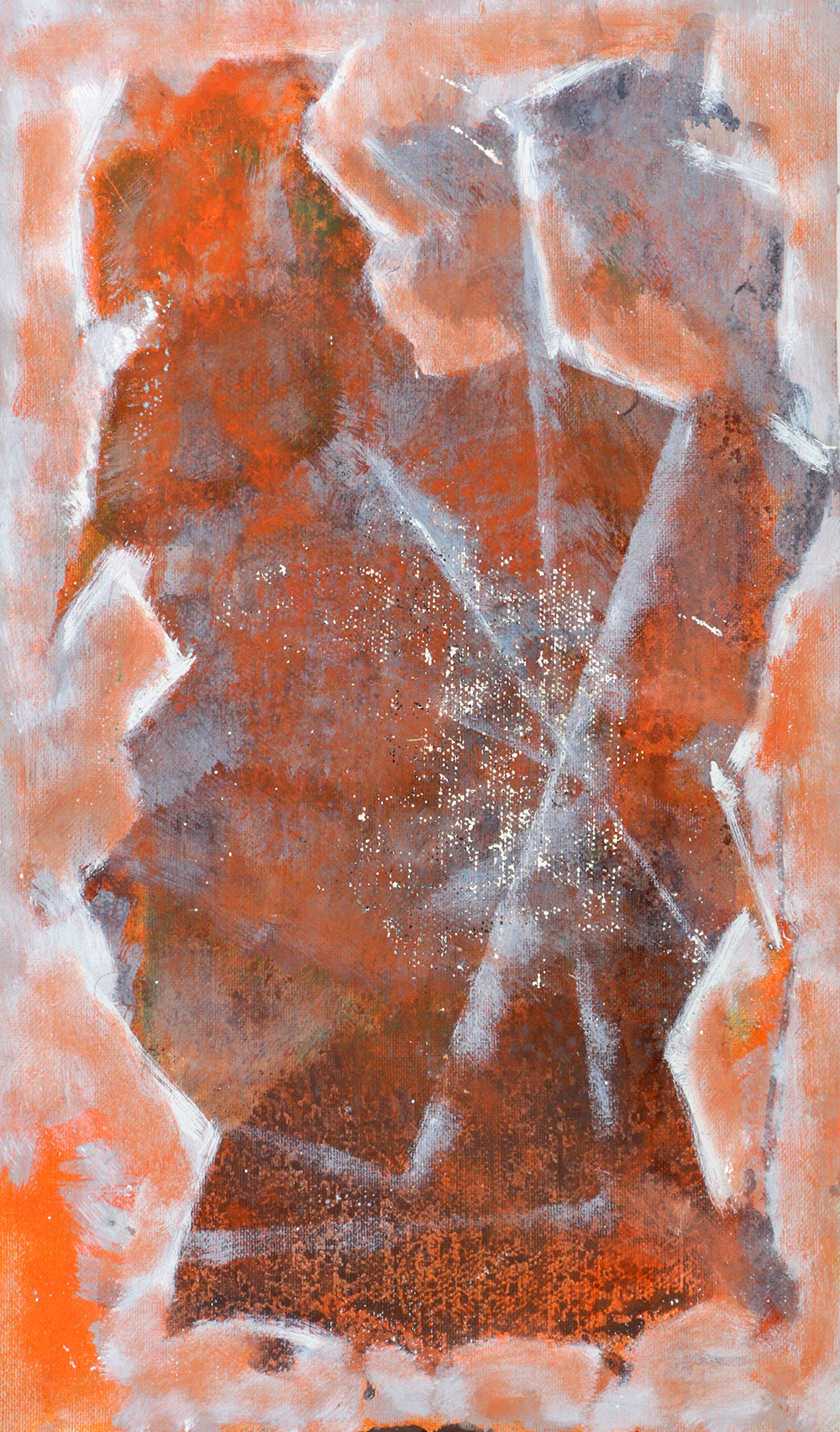 Ricardo Morin Oil Painting on Unstretched Linen of an Abstract Scene