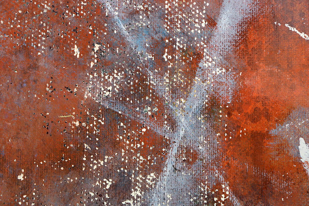 Ricardo Morin Oil Painting on Unstretched Linen of an Abstract Scene