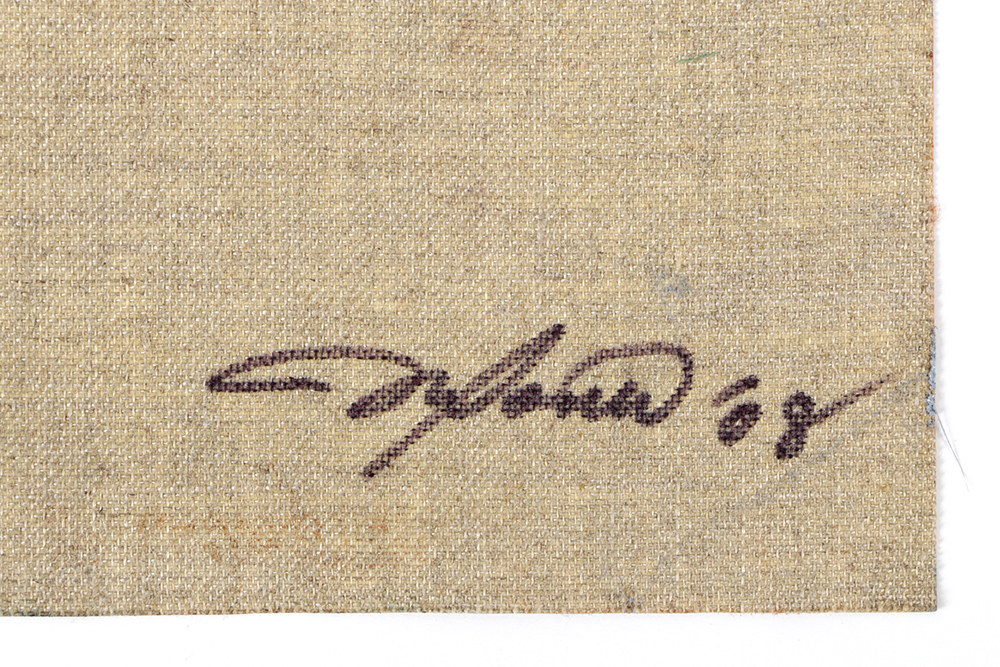 Ricardo Morin Oil Painting on Unstretched Linen of an Abstract Scene