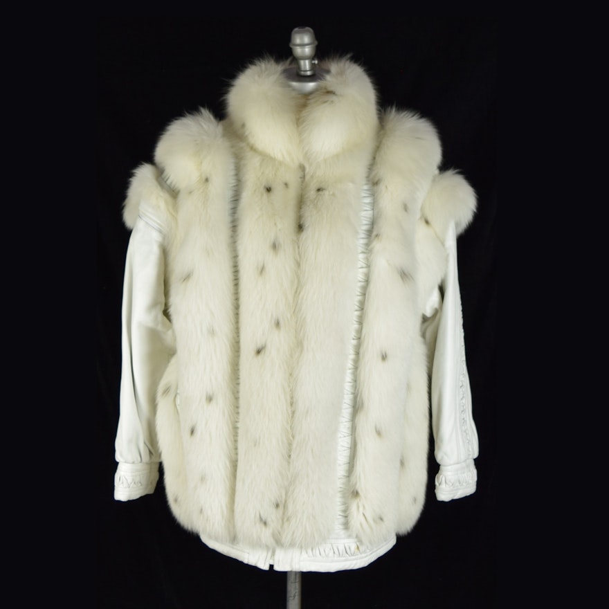 Ladies White Fox Convertible Coat/Vest by Pierre Cardin