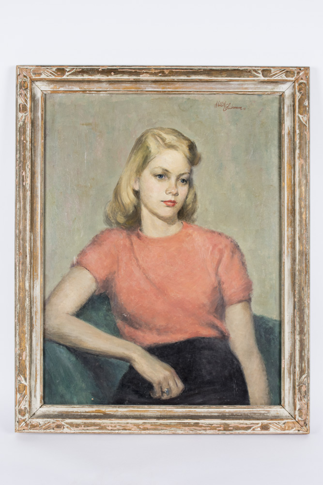 Allen Glicksman Mid-century Portrait Oil on Board