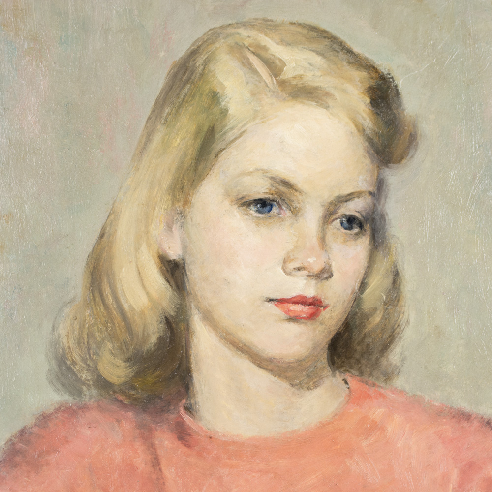 Allen Glicksman Mid-century Portrait Oil on Board