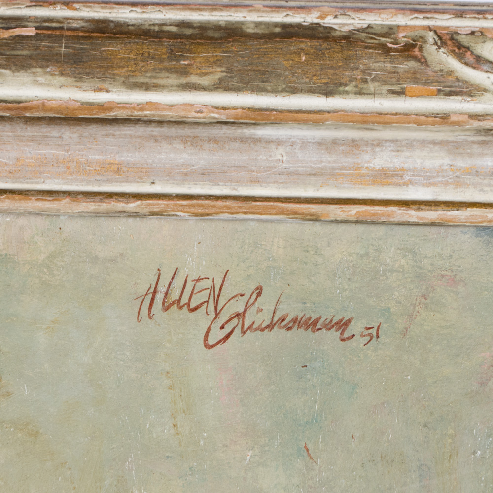 Allen Glicksman Mid-century Portrait Oil on Board