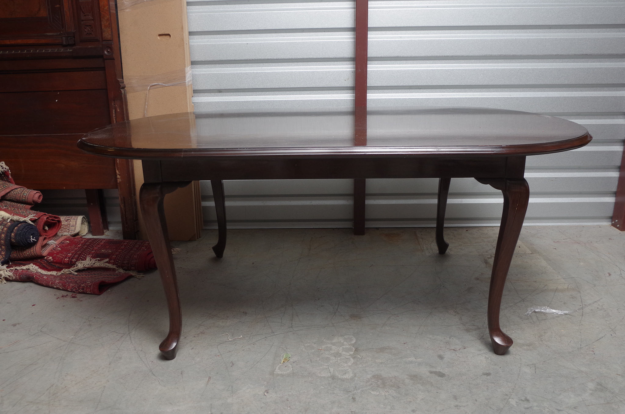Queen Anne Style Oval Dining Table and Six Chairs