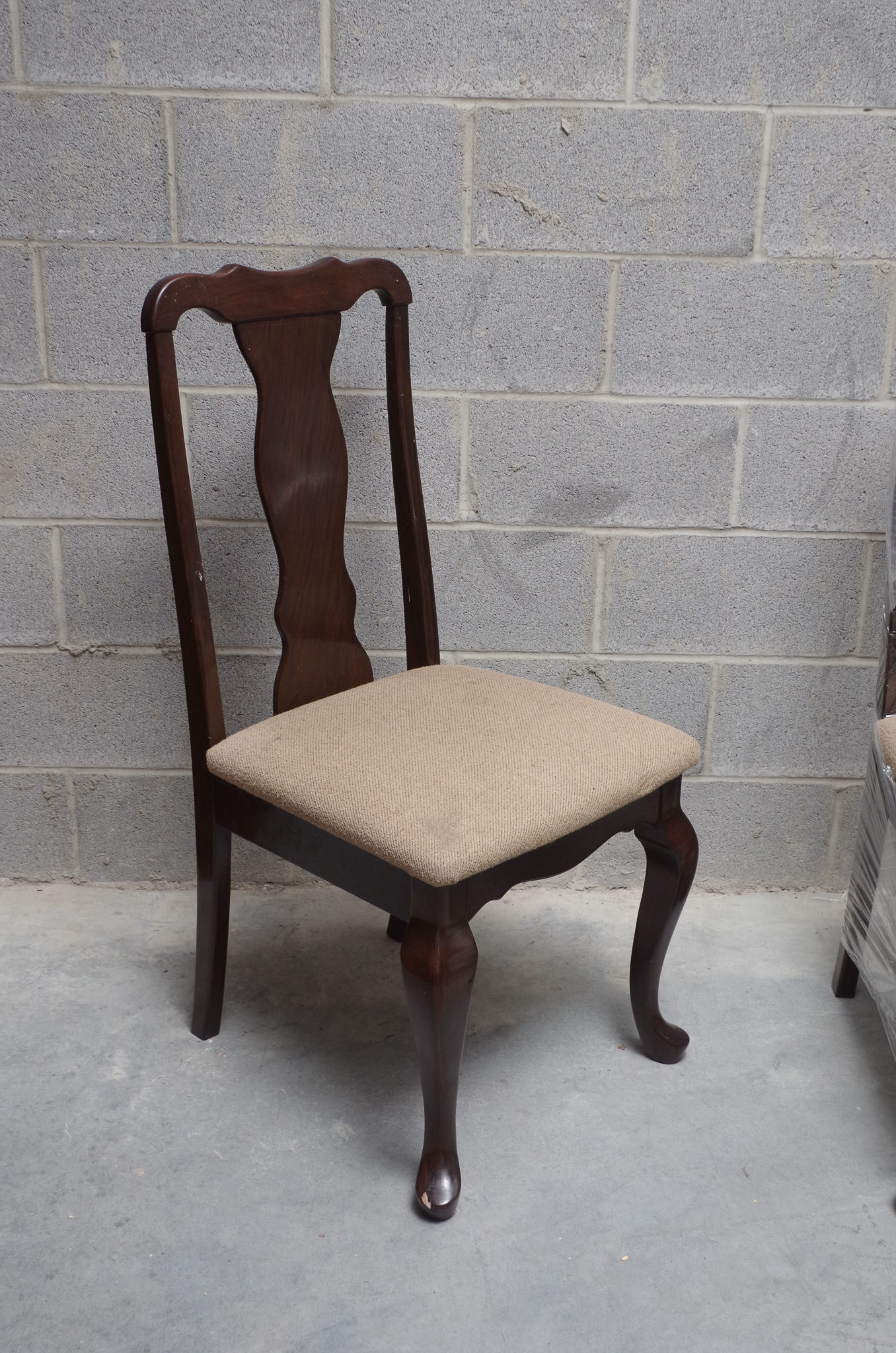 Queen Anne Style Oval Dining Table and Six Chairs