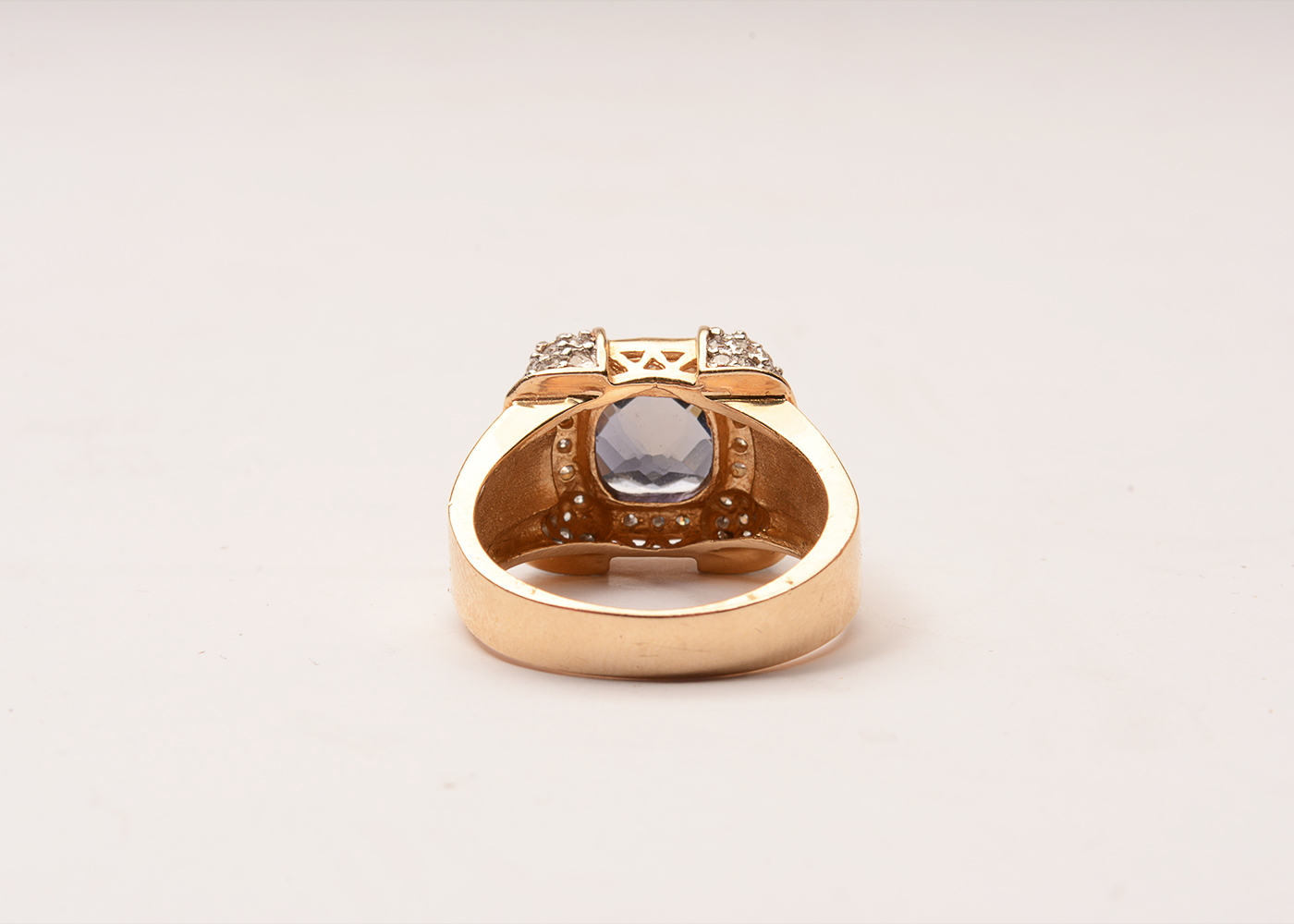 14K Gold Diamond Iolite Ring